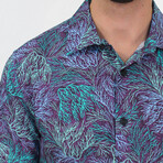 Scott Coral Shadow Short Sleeve Button Up // Purple (S)