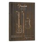 Bass Guitar Charcoal Patent Blueprint // Aged Pixel (26"H x 18"W x 1.5"D)