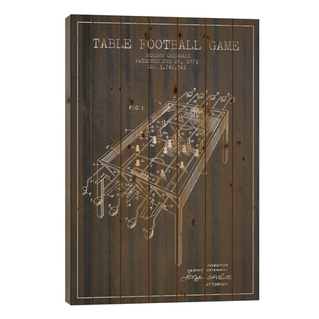 Table Football 2 Charcoal Patent Blueprint // Aged Pixel (26"H x 18"W x 1.5"D)