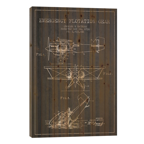 Float Plane Charcoal Patent Blueprint // Aged Pixel (26"H x 18"W x 1.5"D)