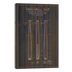 Baseball Bat Navy Blue Patent Blueprint // Aged Pixel (26"H x 18"W x 1.5"D)