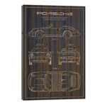 Porsche Corporation Porsche Patent Sketch // Navy Blue // Aged Pixel (26"H x 18"W x 1.5"D)