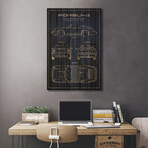 Porsche Corporation Porsche Patent Sketch // Navy Blue // Aged Pixel (26"H x 18"W x 1.5"D)