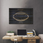 Football Navy Blue Patent Blueprint // Aged Pixel (18"H x 26"W x 1.5"D)