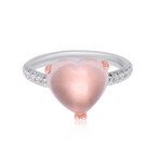Mimi Milano Juliet 18K White Gold + 18K Rose Gold Pink Quartz + Diamond Band Ring // Ring Size: 6.75 // Store Display