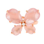 Mila 18K Rose Gold Pink Quartz + Diamond Statement Ring I // Ring Size: 6.5 // New