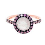 Mimi Milano Happy 18K Rose Gold Quartz + Sapphire Band Ring // Ring Size: 6.5 // Store Display