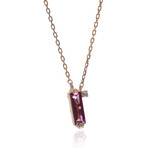 Suzanne Kalan 14K Rose Gold Diamond + Pink Topaz Pendant Necklace I // 16" - 18" // Store Display