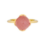 Luca Carati 18K Yellow Gold Diamond + Pink Quartz Ring // Ring Size: 6.75 // Store Display