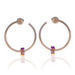 18K Rose Gold Sapphire Hoop Earrings // New