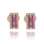 Suzanne Kalan 14K Rose Gold Diamond + Pink Topaz Stud Earrings // Store Display