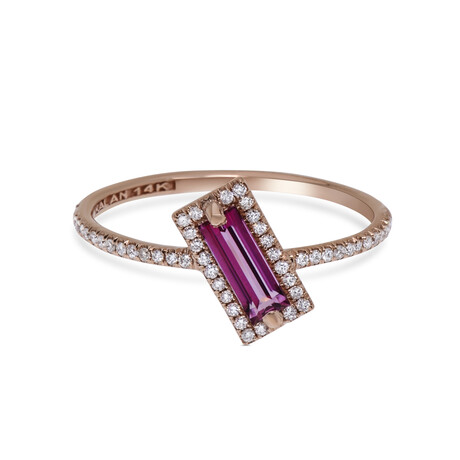 Suzanne Kalan 14K Rose Gold Diamond + Pink Topaz Ring // Ring Size: 6.5 // Store Display
