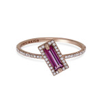 Suzanne Kalan 14K Rose Gold Diamond + Pink Topaz Ring // Ring Size: 6.5 // Store Display