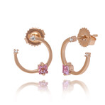 Suzanne Kalan 14K Rose Gold Diamond + Morganite Topaz Hoop Earrings // Store Display