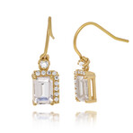 14K Yellow Gold Diamond + Morganite Topaz Drop Earrings // New