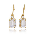 14K Yellow Gold Diamond + Morganite Topaz Drop Earrings // New