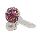 Piero Milano 18K White Gold Sapphire Ring // Ring Size: 6 // Store Display