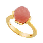 Luca Carati 18K Yellow Gold Diamond + Pink Quartz Ring // Ring Size: 6.75 // Store Display