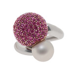 Piero Milano 18K White Gold Sapphire Ring // Ring Size: 6 // Store Display