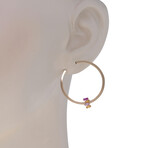 18K Rose Gold Sapphire Hoop Earrings // New