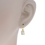 14K Yellow Gold Diamond + Morganite Topaz Drop Earrings // New