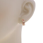 Mimi Milano Freevola 18K Rose Gold Diamond + Pink Sapphire Huggie Earrings // Store Display