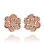 Zydo 18K Rose Gold Diamond + Coral French Clip Earrings // Store Display