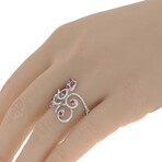 18K White Gold Ruby + Diamond Swirl Ring // Ring Size: 7.25 // Store Display
