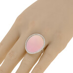 Mimi Milano // Aurora 18K Rose Gold Pink Mother of Pearl + Diamond Statement Ring // Ring Size: 6 // New