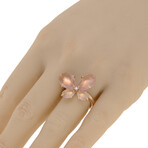 Mila 18K Rose Gold Pink Quartz + Diamond Statement Ring I // Ring Size: 6.5 // New
