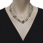 Konstantino Nemesis Sterling Silver + 18K Yellow Gold Mother of Pearl Station Necklace // 18" // Store Display