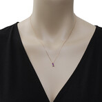 Suzanne Kalan 14K Rose Gold Diamond + Pink Topaz Pendant Necklace // 16" - 18" // Store Display