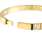 LB Exclusive // 18K Yellow Gold Diamond + Sapphire Bangle Bracelet // 7.11" // Estate