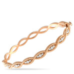 Roberto Coin // Barocco 18K Rose Gold Diamond Braided Bangle Bracelet // 7" // Estate