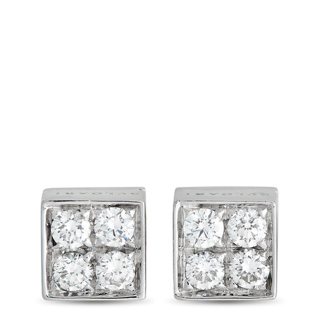 Bulgari // Lucia 18K White Gold Diamond Stud Earrings // Estate