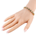 LB Exclusive // 18K Yellow Gold Diamond + Sapphire Bangle Bracelet // 7.11" // Estate