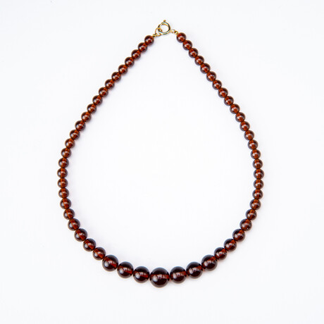 Genuine Golden Amber Graduated Beaded Necklace // 8mm-12mm