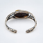 Genuine Sterling Silver and Golden Amber Bangle Bracelet // v.2