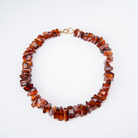Genuine Cherry Amber Beaded Necklace from Russia