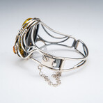 Genuine Sterling Silver and Golden Amber Bangle Bracelet // v.1