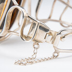 Genuine Sterling Silver and Golden Amber Bangle Bracelet // v.3