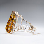 Genuine Sterling Silver and Golden Amber Bangle Bracelet // v.3