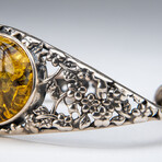 Genuine Sterling Silver and Golden Amber Bangle Bracelet // v.2