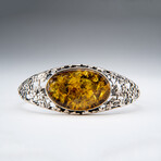 Genuine Sterling Silver and Golden Amber Bangle Bracelet // v.2
