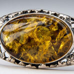 Genuine Sterling Silver and Golden Amber Bangle Bracelet // v.2
