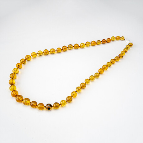 Genuine Polished Golden Amber Beaded Necklace // 12mm Beads