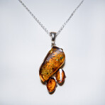 Genuine Polished Amber Freeform Pendant with 18" Sterling Silver Chain // v.1