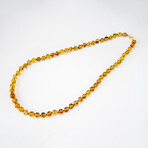 Genuine Polished Golden Amber Beaded Necklace // 8mm Beads