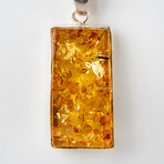 Genuine Polished Amber Rectangular Pendant with 18" Sterling Silver Chain // v.2