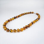 Genuine Polished Golden Amber Beaded Necklace // 15mm Beads